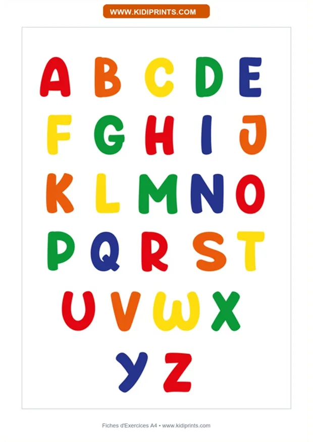 Alphabet en couleur à imprimer, format A4