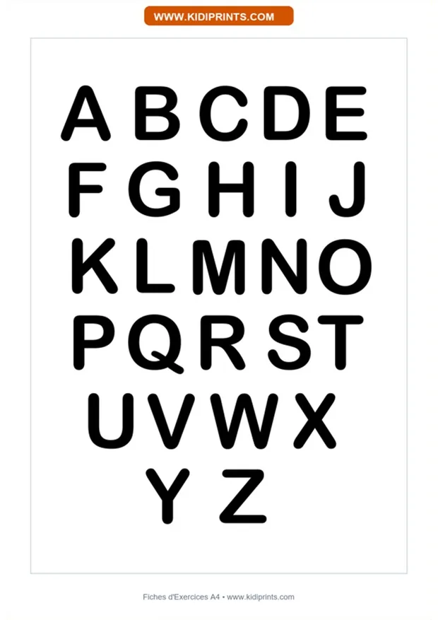 Alphabet en grandes capitales à imprimer, format A4