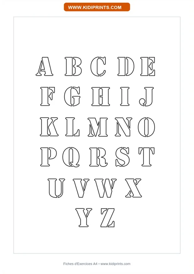 Alphabet en lettres creuses à imprimer, format A4