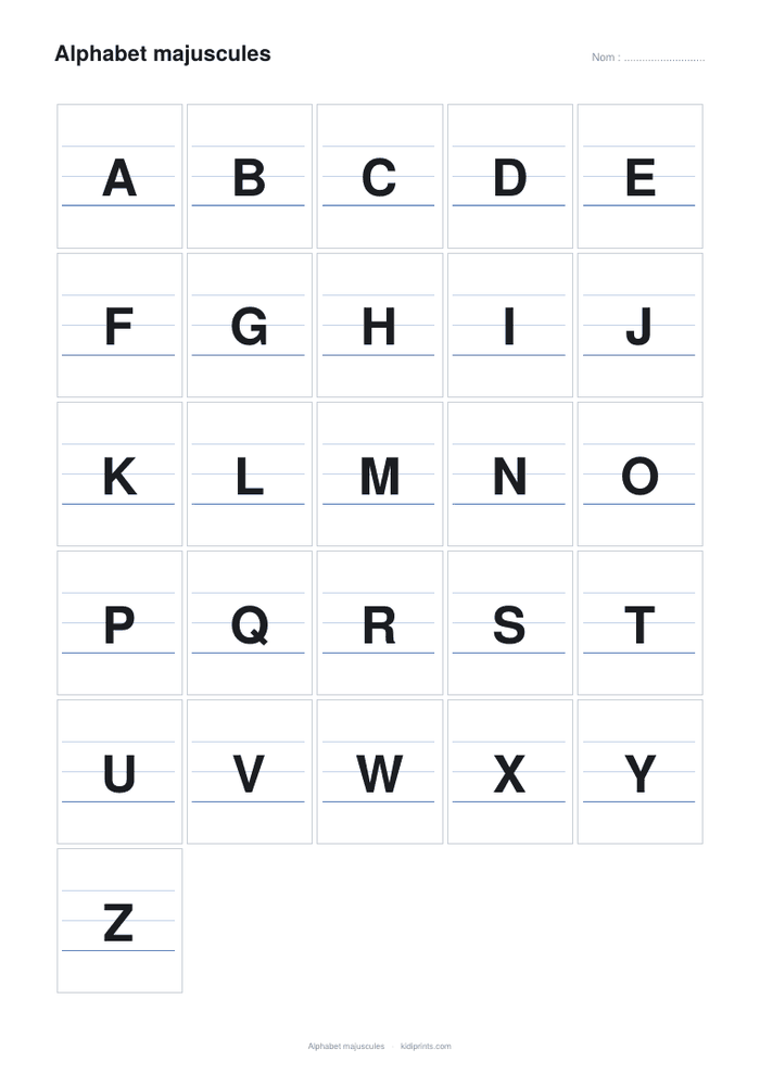 Alphabet majuscules à imprimer, format A4