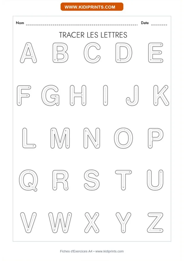 Tracer les lettres — capitales à imprimer, format A4