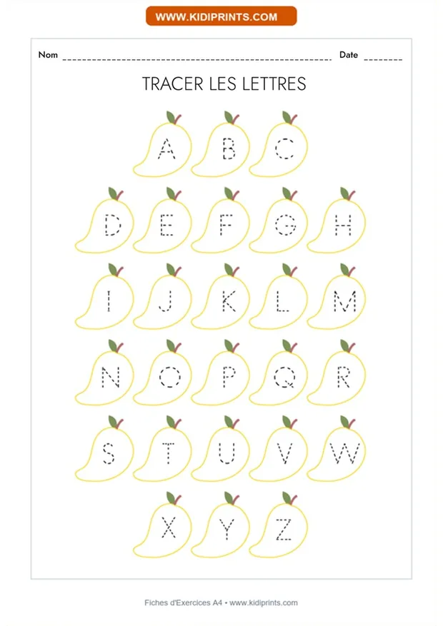 Tracer les lettres — cursive à imprimer, format A4
