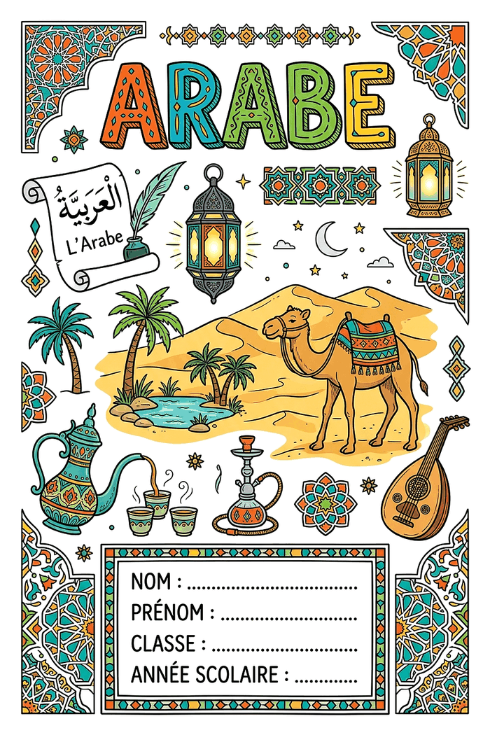 Page de garde Arabe à imprimer, format A4