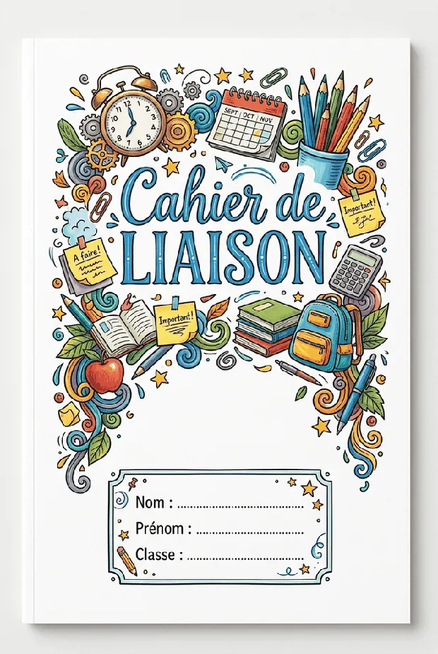Page de garde Cahier de liaison à imprimer, format A4