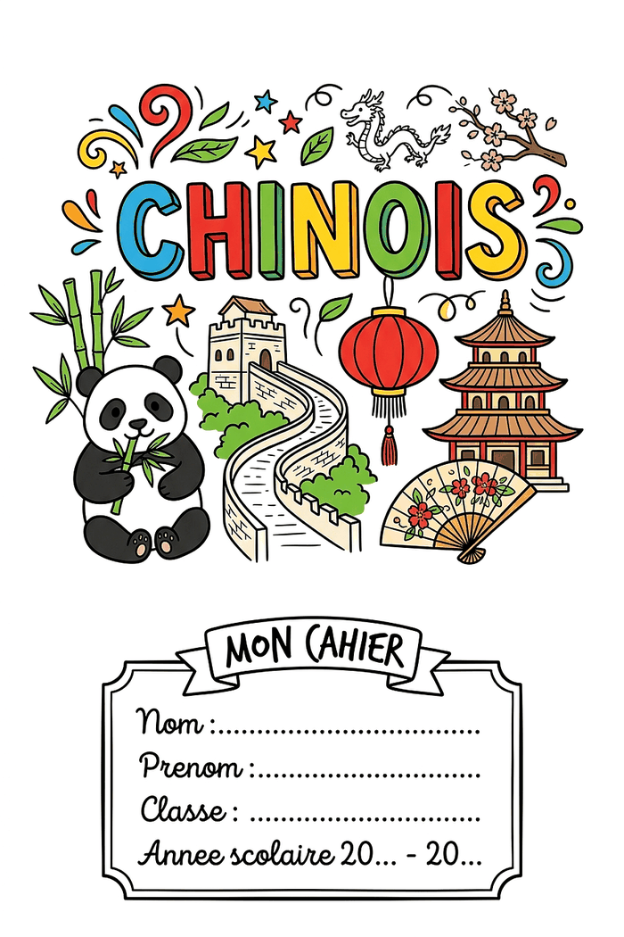 Page de garde Chinois à imprimer, format A4