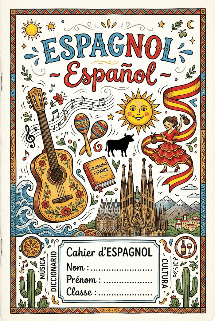 Page de garde de Espagnol à imprimer, modèle A4