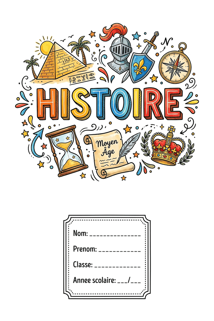 Page de garde Histoire à imprimer, format A4
