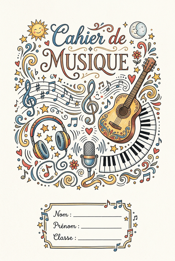 Page de garde de Musique à imprimer, modèle A4