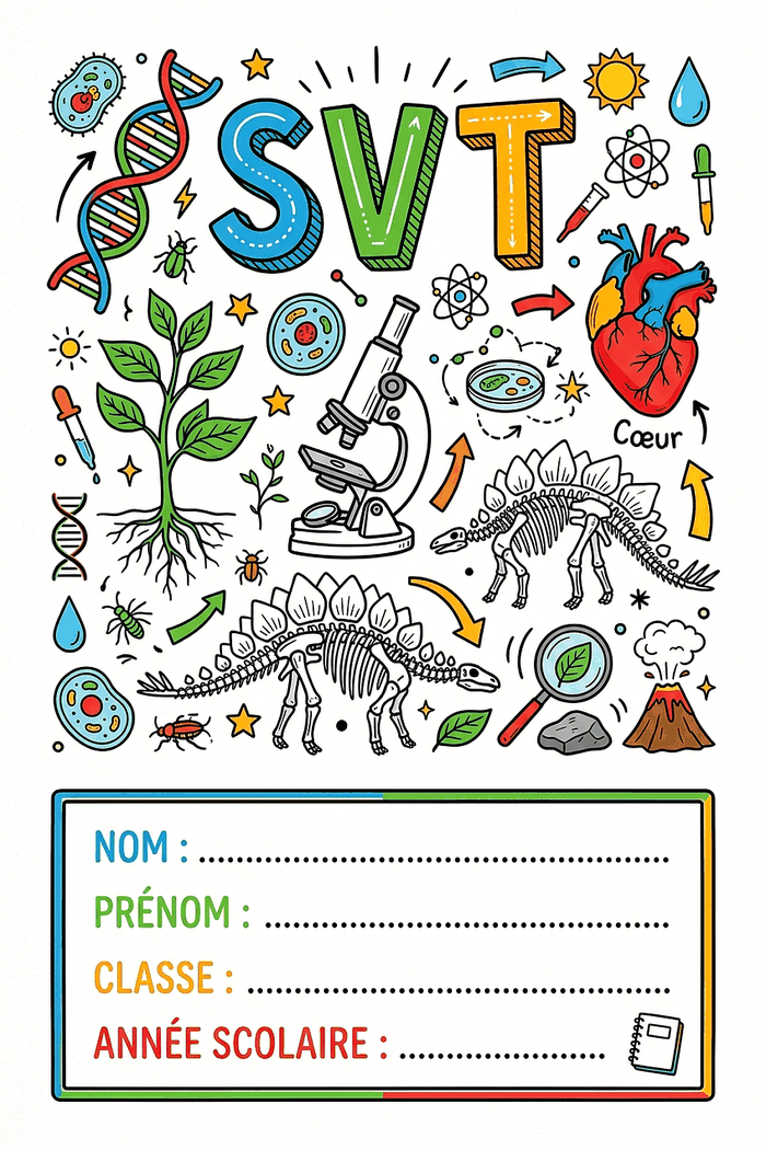 Page de garde SVT à imprimer, format A4