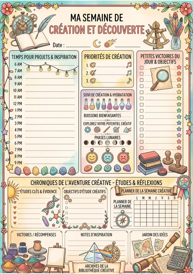 Ma semaine de création et découverte à imprimer, format A4
