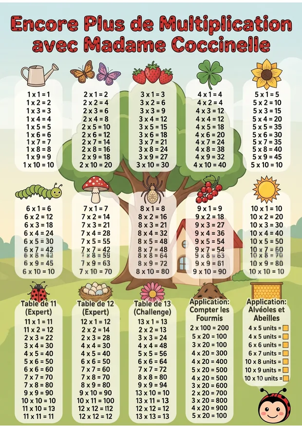 Encore plus de multiplication à imprimer, format A4