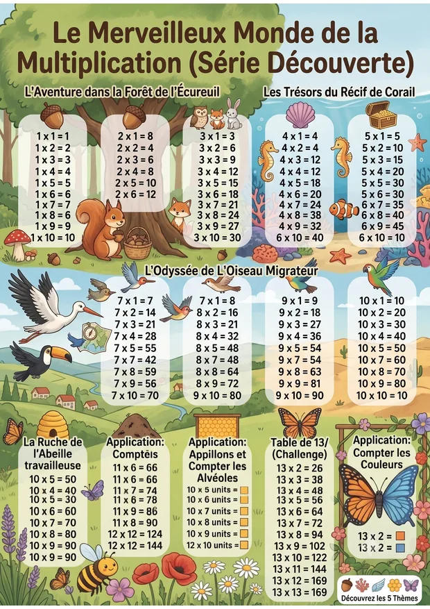 Le merveilleux monde de la multiplication à imprimer, format A4